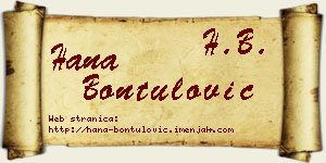 Hana Bontulović vizit kartica
